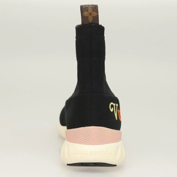 LOUIS VUITTON After Game Socks Sneakers Cotton Black LV Auth - Picture 5 of 16